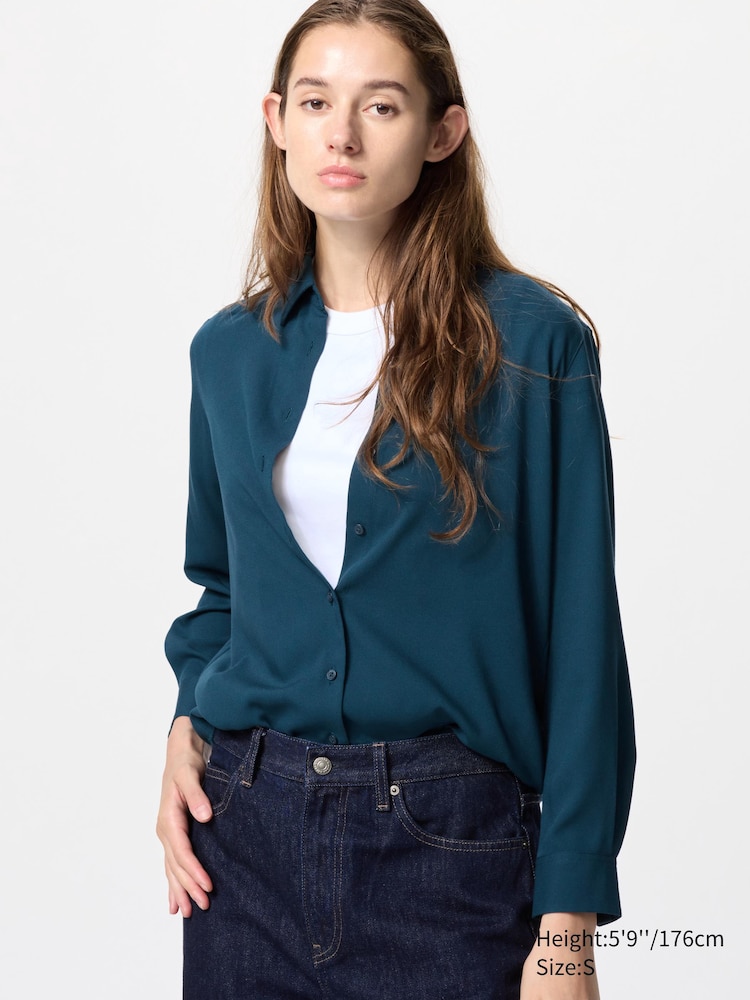 

Блуза из искусственного шелка Uniqlo, цвет 58 зеленый