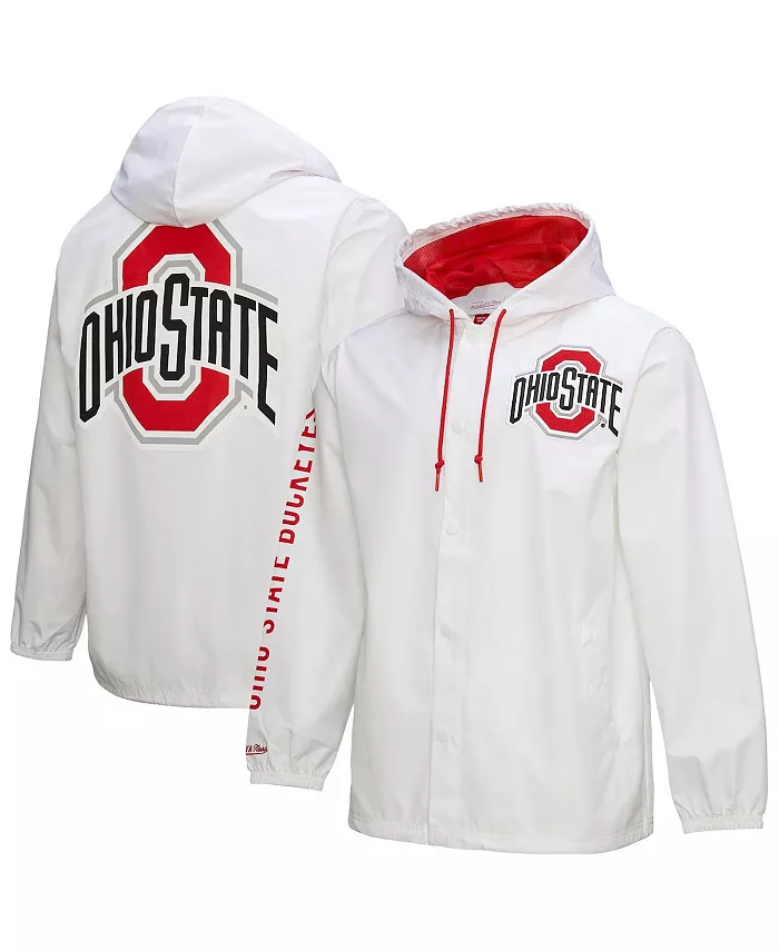 

Мужская белая худи-куртка на молнии Ohio State Buckeyes Coaches Full-Snap Mitchell & Ness