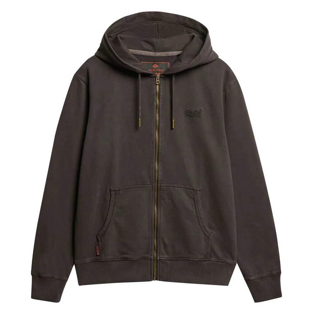 

Толстовка Superdry Essential Logo Washed full zip, коричневый
