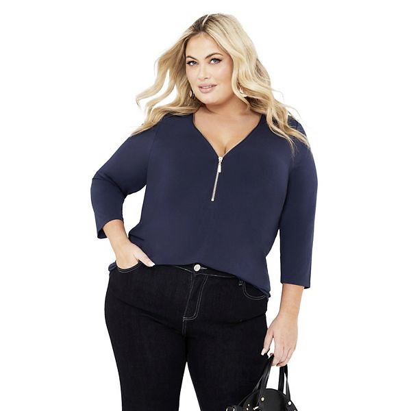 

Женский топ плюс сайз Fiona Zip Print Avenue