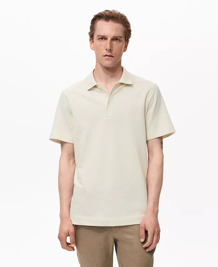 

Мужская поло из тонкого ребристого трикотажа Mango, загар/бежевый