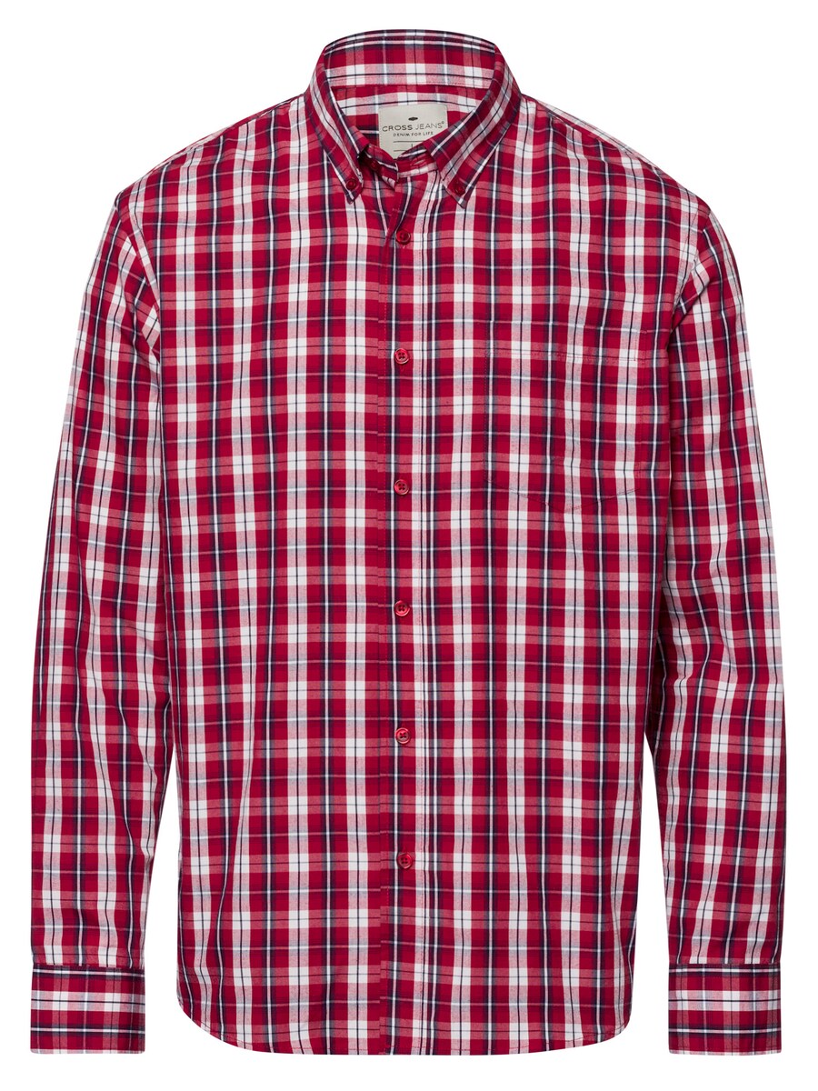 

Рубашка на пуговицах классического кроя CROSS JEANS, темно-красный