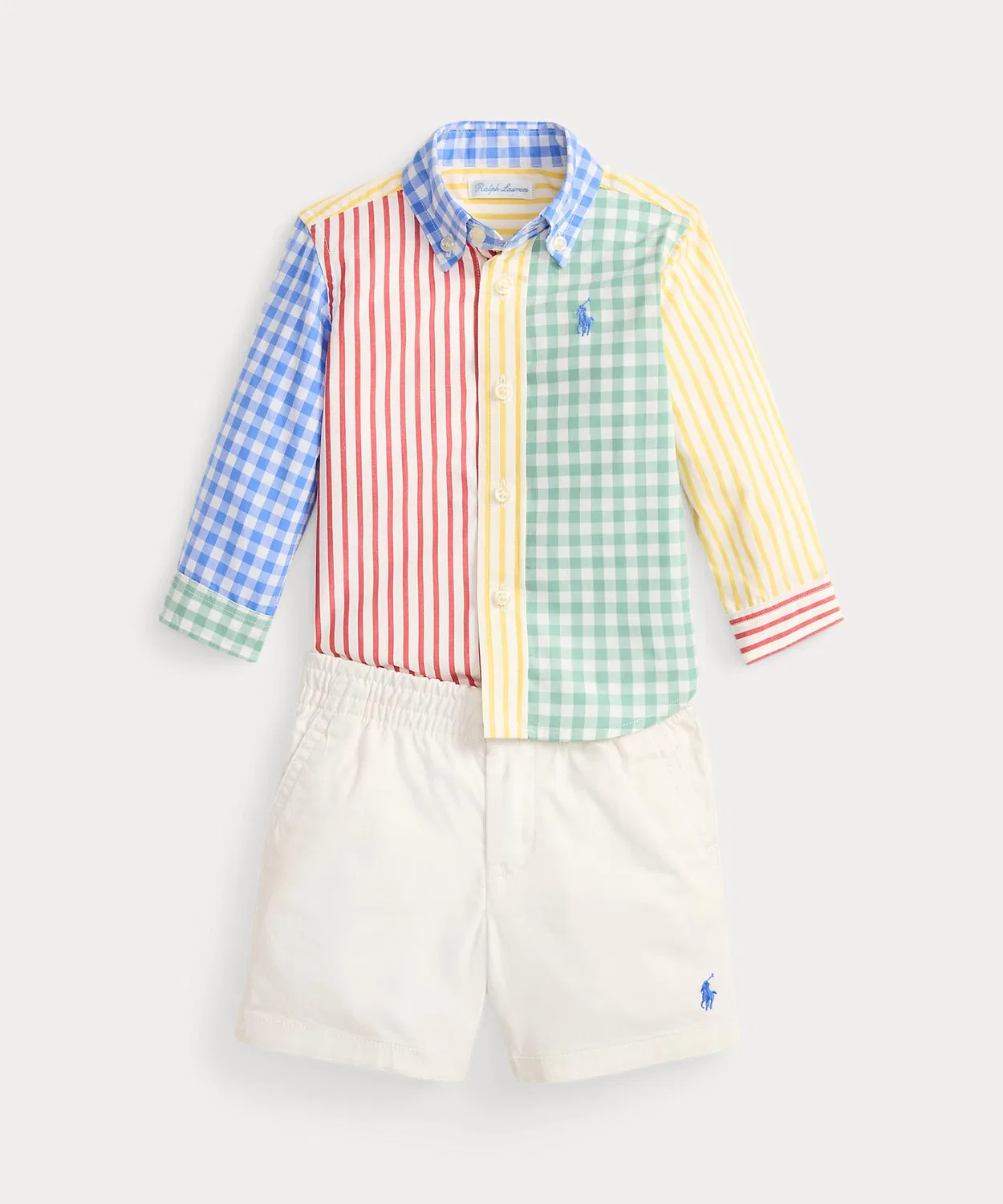 Комплект из поплиновой рубашки и шорт Ralph Lauren, набор, разноцветный