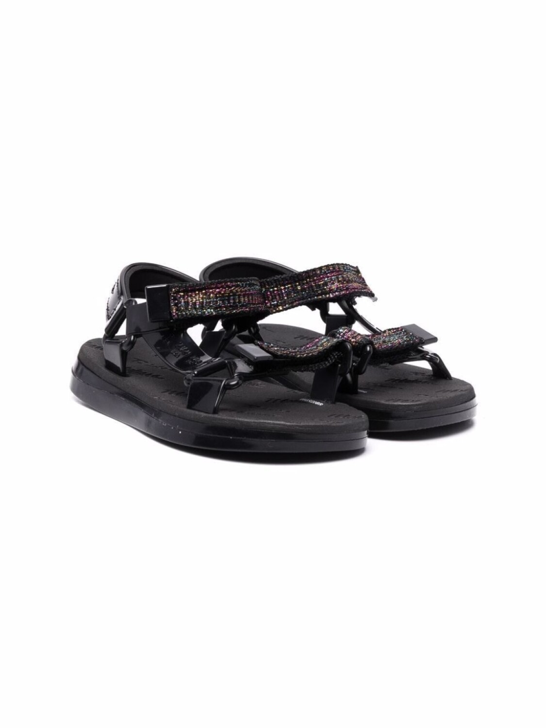 

Mini Melissa сандалии на липучках с эффектом металлик, черный