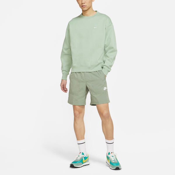 Толстовка Men's Nike Lab Fleece Crew Solid Color Plush Stay Warm Sports Round Neck Pullover Light Green, зеленый — фото 3