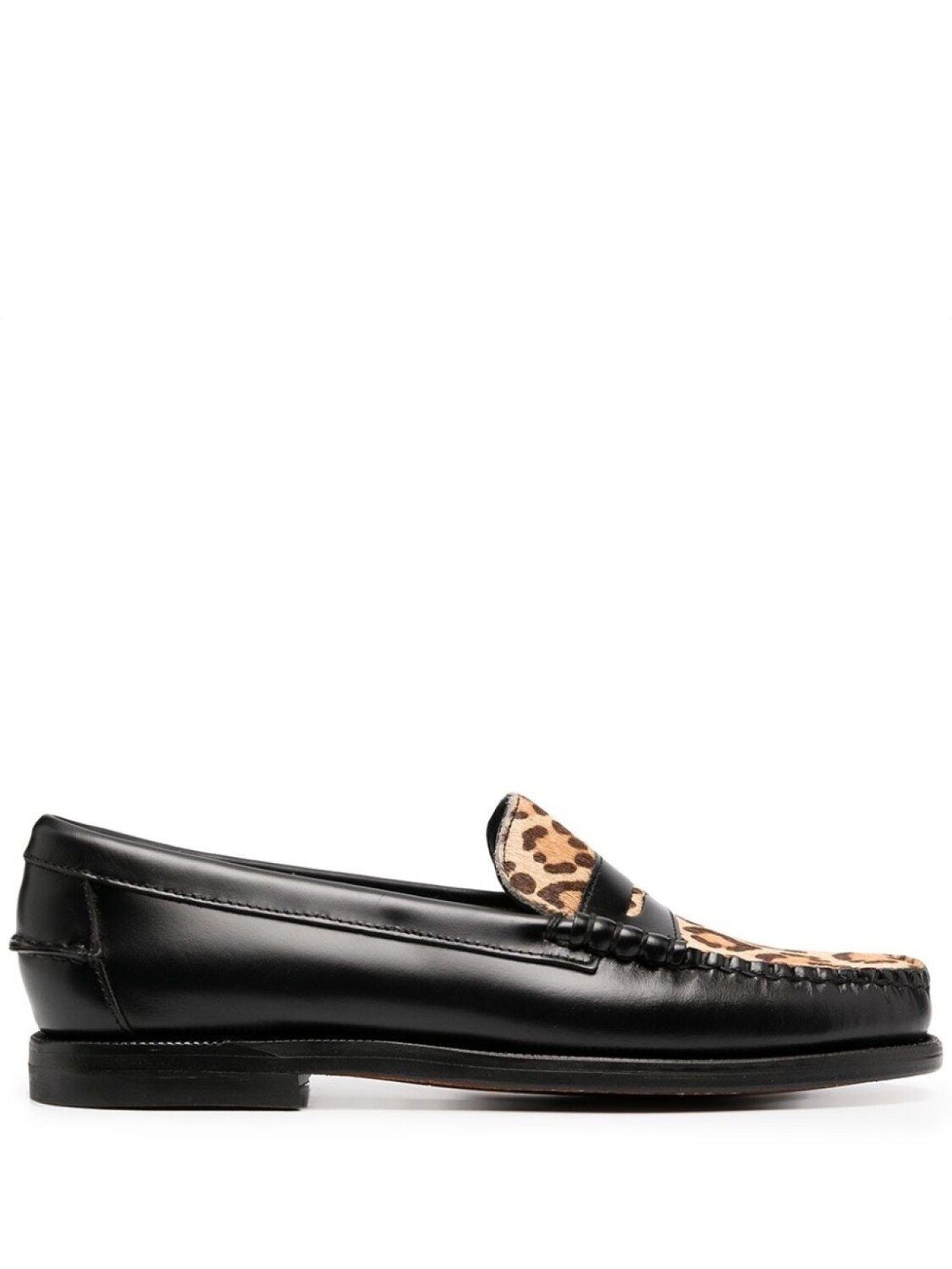 Sebago лоферы с леопардовым принтом, черный
