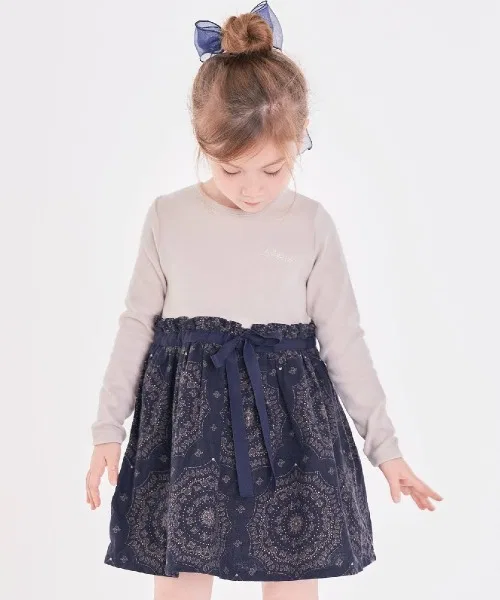 Детское платье с пестрым узором Rora Соа тёмно-синее