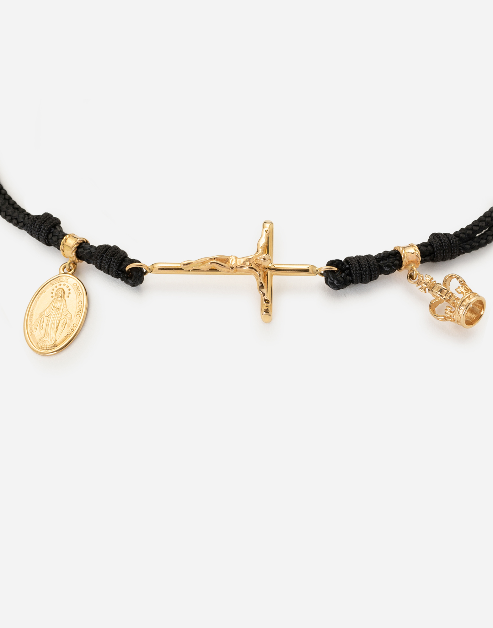 DOLCE & GABBANA Браслет Sicily из ткани с подвесками из золота 18 карат — фото 2