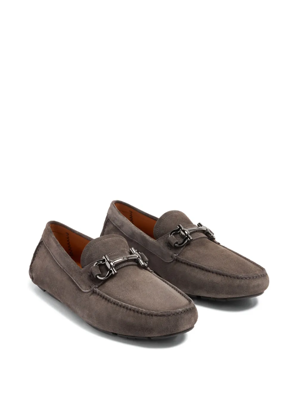 Замшевые мокасины с деталями Gancini Ferragamo, коричневый — фото 2