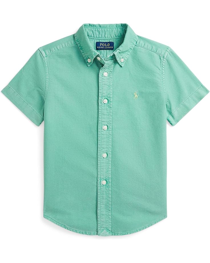 

Рубашка Polo Ralph Lauren Kids Cotton Oxford Short, цвет Haven Green/Banana Peel