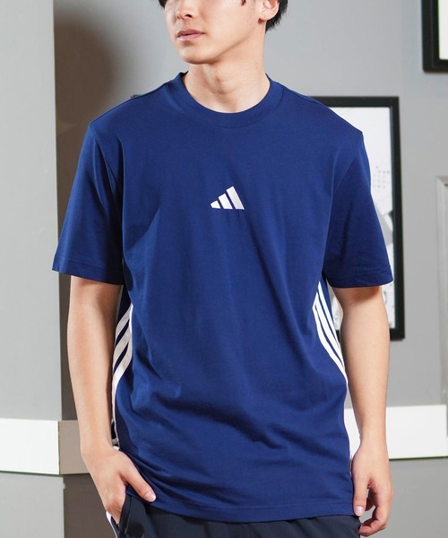 

Футболка с коротким рукавом, три полоски, унисекс Adidas, темно-синий/белый