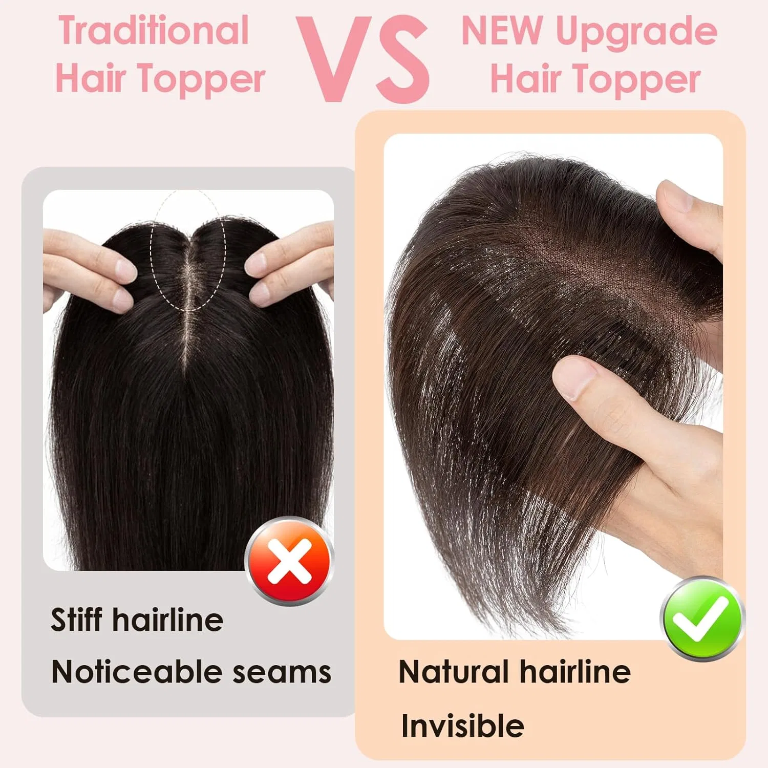 Накладка для волос «Topper Hair» с челкой от S-noilite S-Noilite, #2 Dark Brown (Side Pony) — фото 2