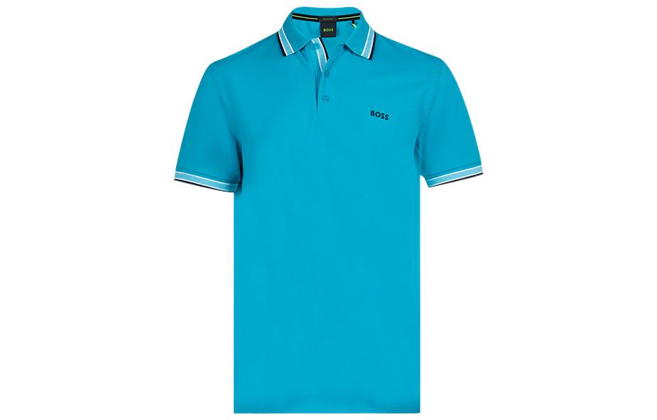 

HUGO BOSS Рубашка-поло мужская синяя