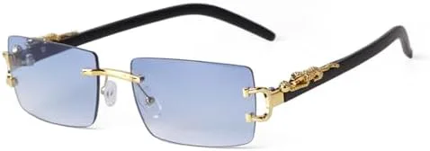 

Солнцезащитные очки без оправы прямоугольной формы для женщин, ретро-солнцезащитные очки без оправы с градиентными линзами для мужчин MTZJH, C4 Gradient Blue