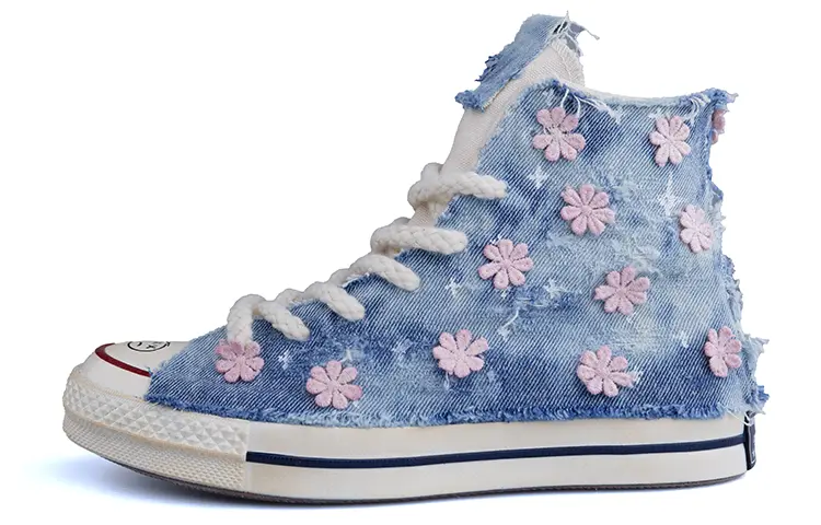 

1970-е годы Кеды унисекс с высоким берцем, синие, деним Converse