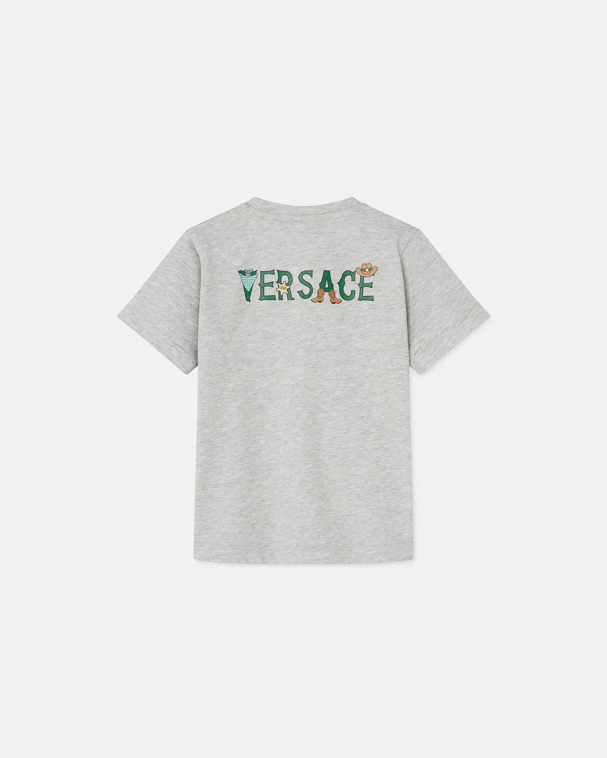 Детская футболка из хлопкового джерси с принтом VERSACE, серый — фото 3