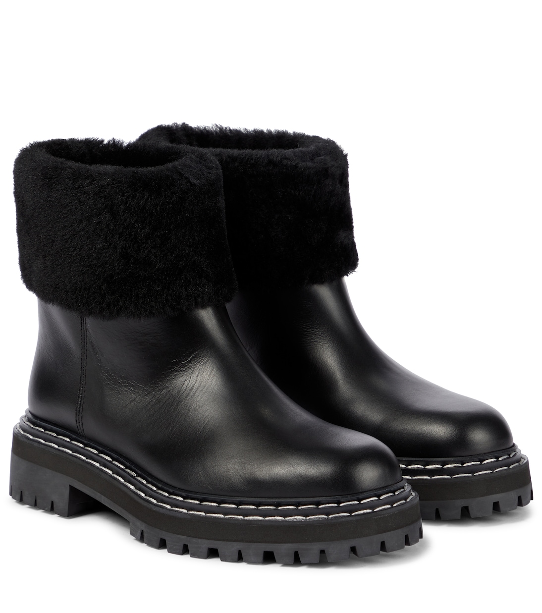 Ботильоны с отделкой из овчины Proenza Schouler, Black + Black