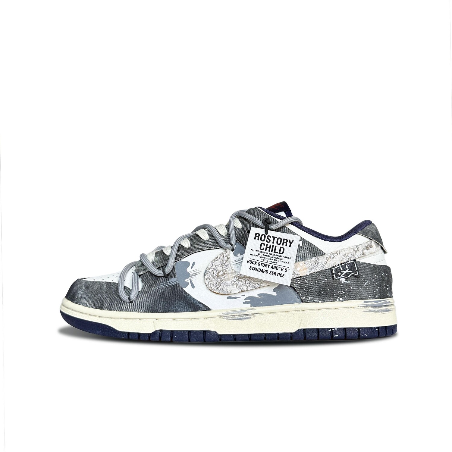 

Кроссовки Nike Dunk Skateboarding Shoes Men Low-top Beige/Gray/Navy Blue, синий