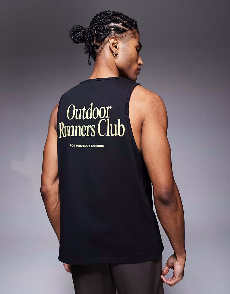 

4505 Майка Outdoor Runner Back из хлопка с принтом и быстросохнущей отделкой черного цвета