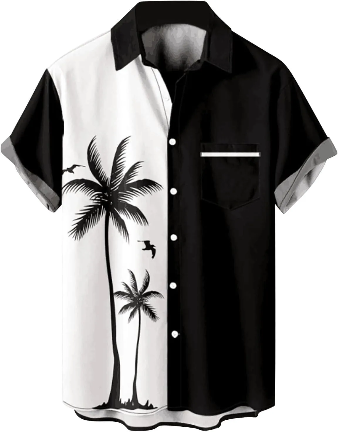 

Мужская гавайская рубашка с коротким рукавом big tall, цветной блок с принтом в виде нот HJINGSUN