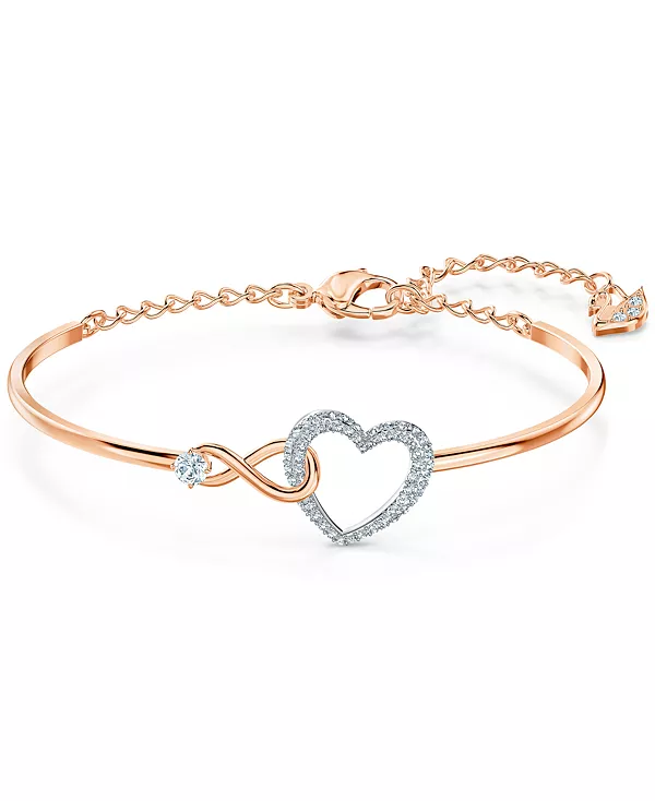 

Двухцветный браслет с кристаллами в форме сердца и символом бесконечности Swarovski, crystal