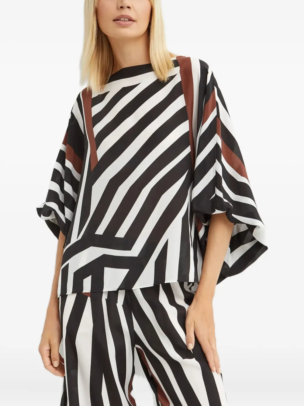Асимметричная блузка в полоску Camino Max Mara, черный — фото 3