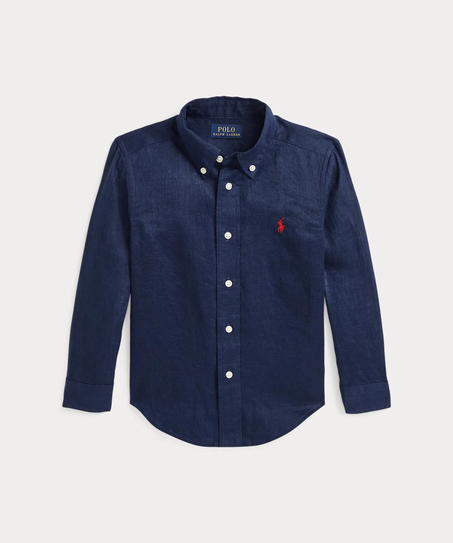 Детская льняная рубашка POLO RALPH LAUREN с вышивкой тёмно-синяя — фото 2