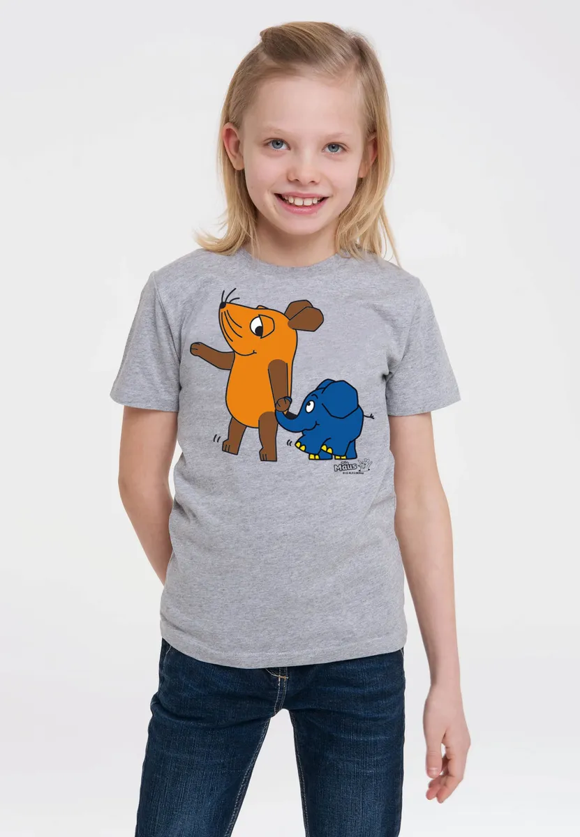 

Logoshirt Футболка "Sendung mit der Maus - Mouse & Elephant" с классным принтом, цвет Grau-Meliert
