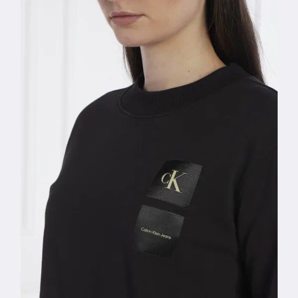 Укороченный свитшот из атласных коробок Calvin Klein, черный — фото 4
