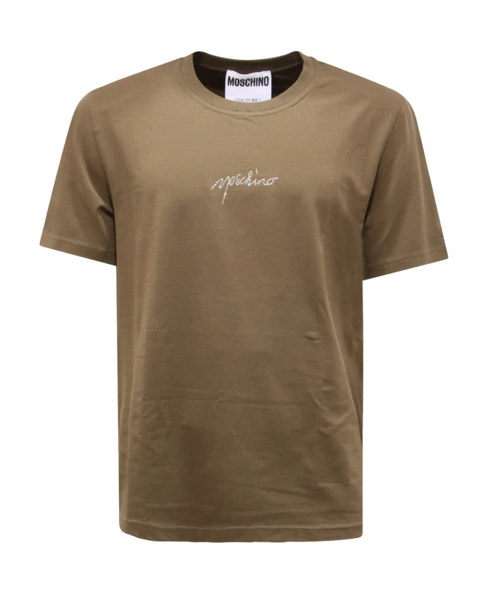 

Футболка унисекс от кутюр, украшенная стразами. Moschino, зеленый