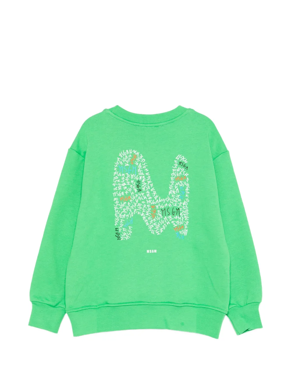 Свитшот с принтом и круглым вырезом Msgm Kids, зеленый — фото 2
