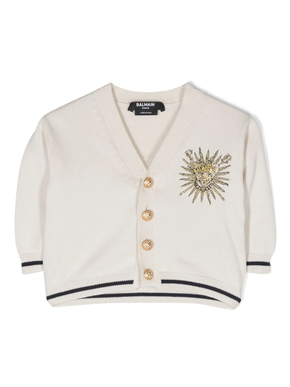 

Кардиган с вышитым логотипом Balmain Kids, нейтральный