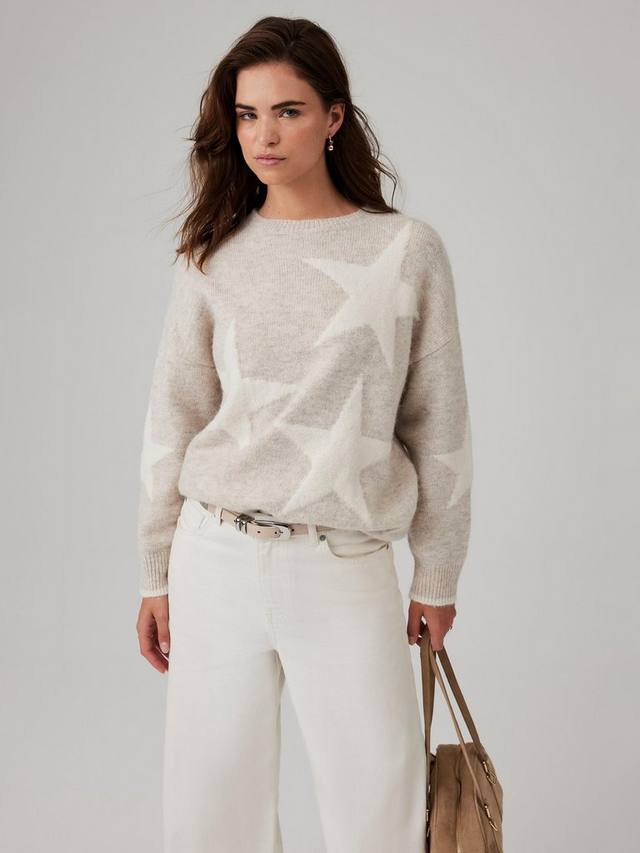 

Вязаный свитер Star из шерсти с добавлением других волокон Mint Velvet, Natural Stone