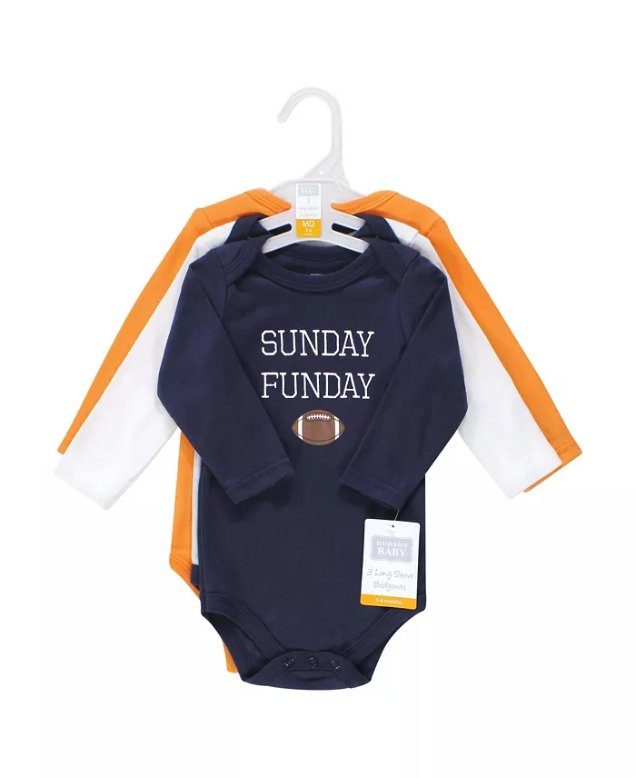 Комплект из трех боди Hudson для мальчиков унисекс с длинным рукавом из хлопка Hudson Baby, мультиколор — фото 2
