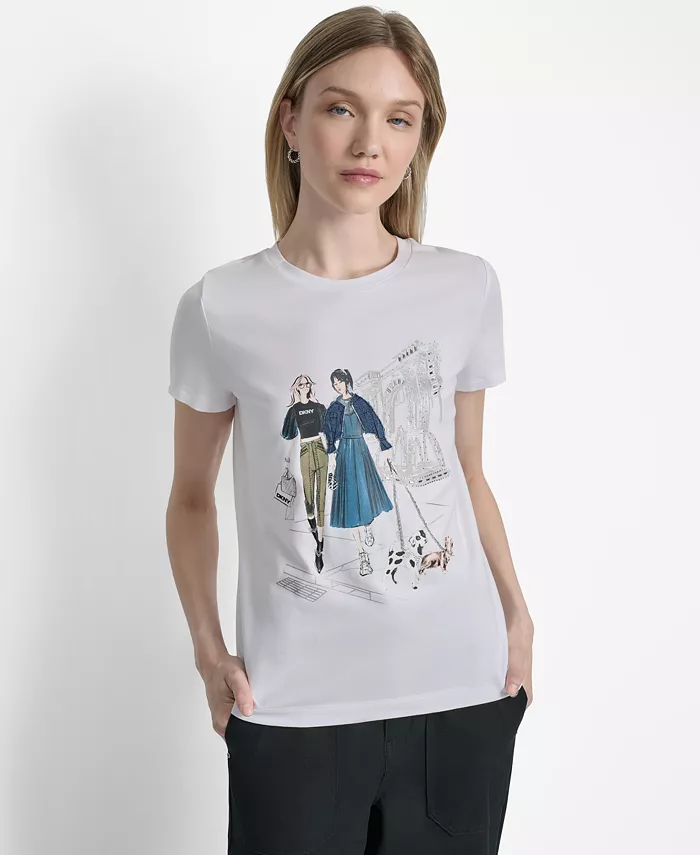 

Женская футболка с круглым вырезом и принтом «Музей Метрополитен» DKNY, белый