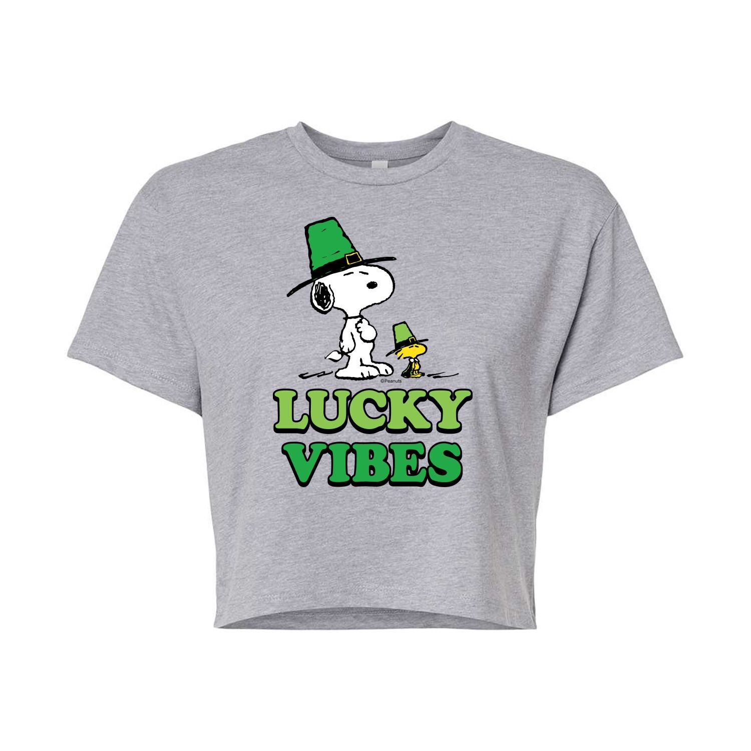 

Укороченная футболка Juniors' Peanuts Lucky Vibes Licensed Character, серый