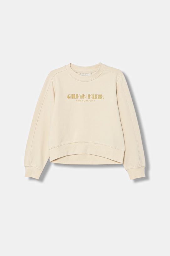 

Детская хлопковая толстовка Calvin Klein Jeans, бежевый