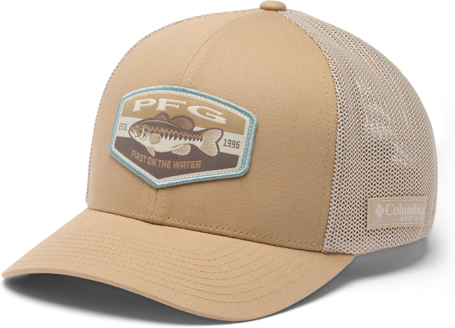 

Бейсболка Columbia Unisex-Adult PFG Patch Mesh, Beach/Fossil/Big Badge Bass