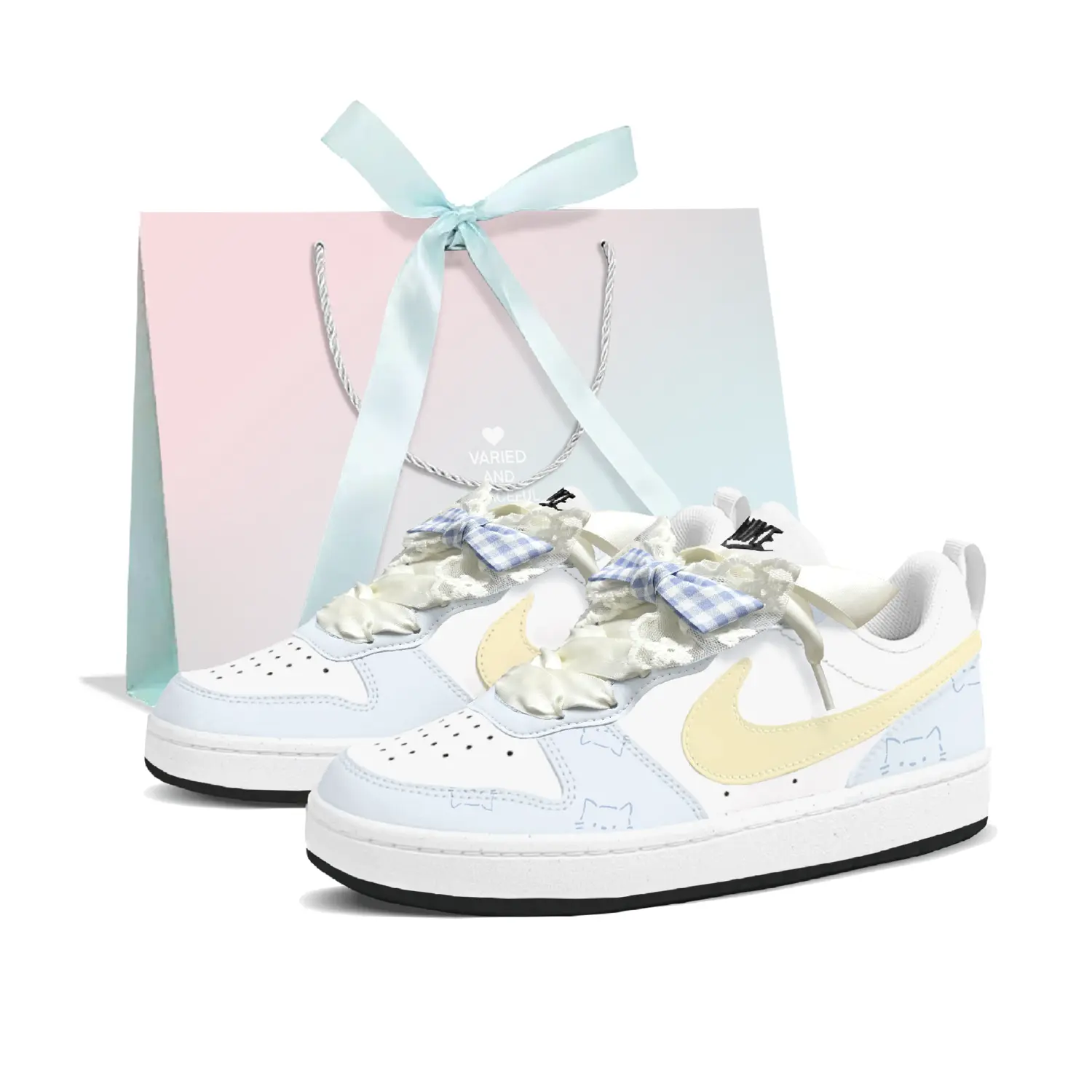 

Кроссовки для скейтбординга Court Borough Sea Salt Meow с амортизацией, противоскользящие, низкие, для детей,, для подростков Nike, синий/желтый