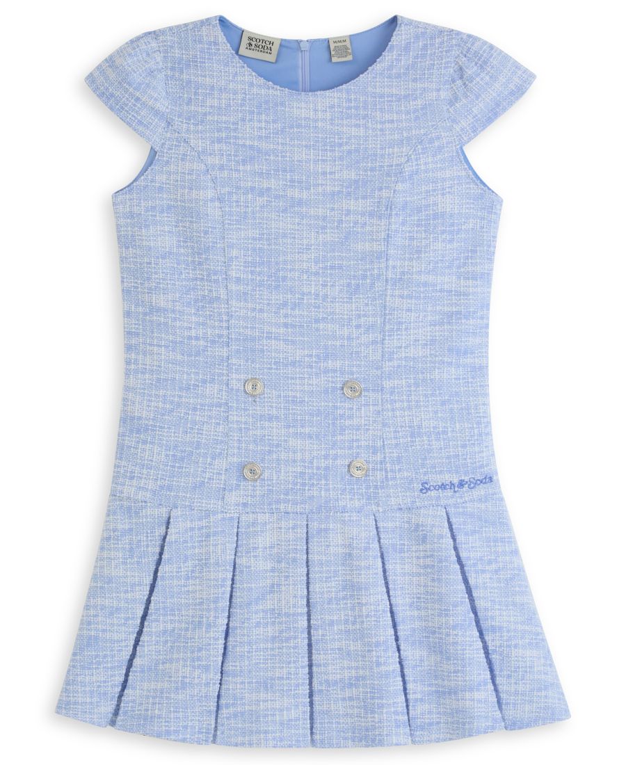 Детское платье с коротким рукавом из букле, размер 4-6X SCOTCH & SODA, Cerulean