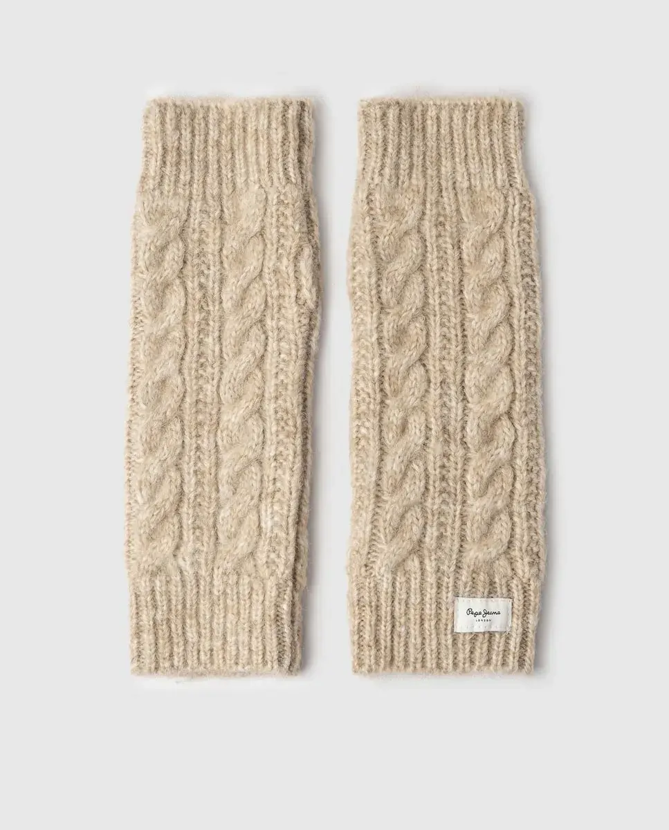 

Женские вязаные митенки с косами Pepe Jeans, бежевый