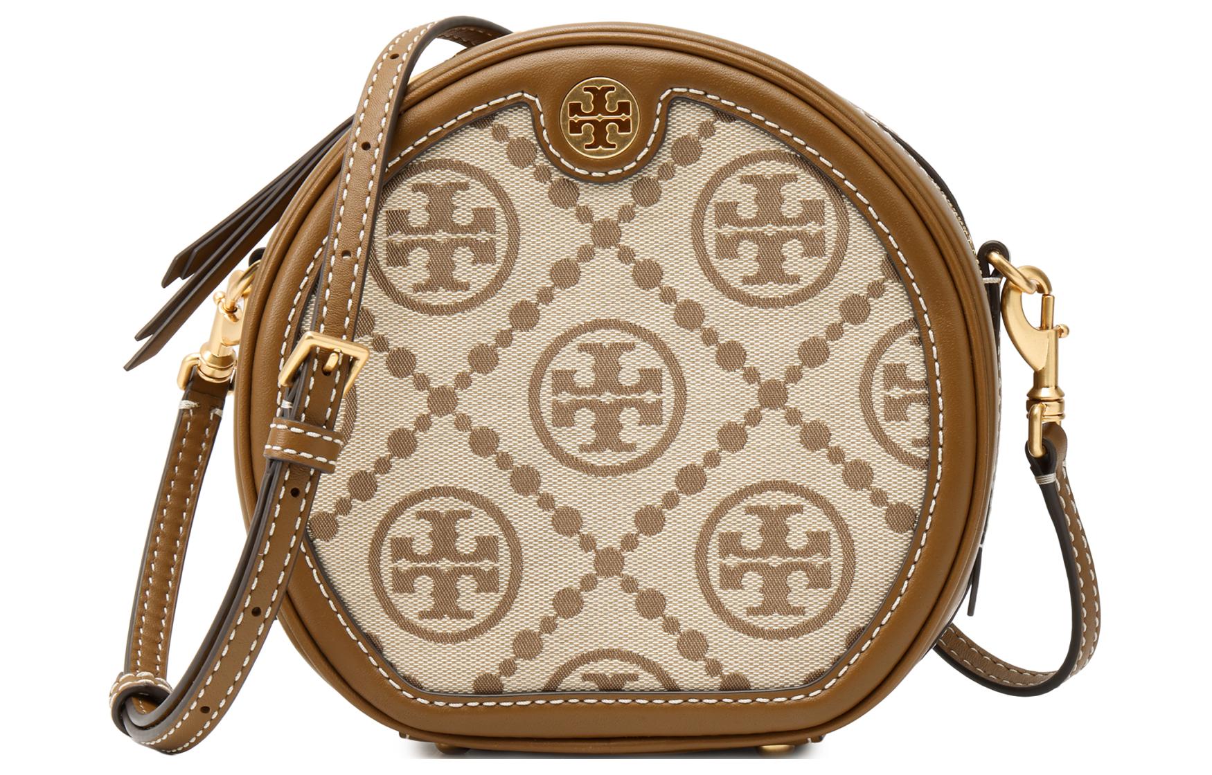 

TORY BURCH Монограмма Жаккард с кожаной круглой сумкой через плечо