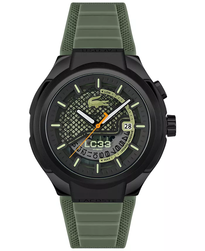 

Мужские часы LC33 Mech Hybrid Automatic с зеленым силиконовым ремешком, 44mm Lacoste