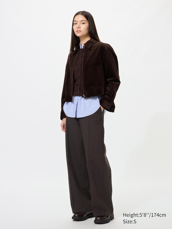 

Широкие брюки из начесанного джерси (удлиненные) Uniqlo, 38 dark brown