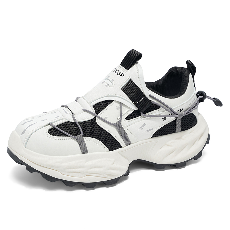 

GOBLIN SHARKS 1759 Низкие массивные кроссовки с увеличенной высотой амортизации мужские бело-черные, цвет White Black