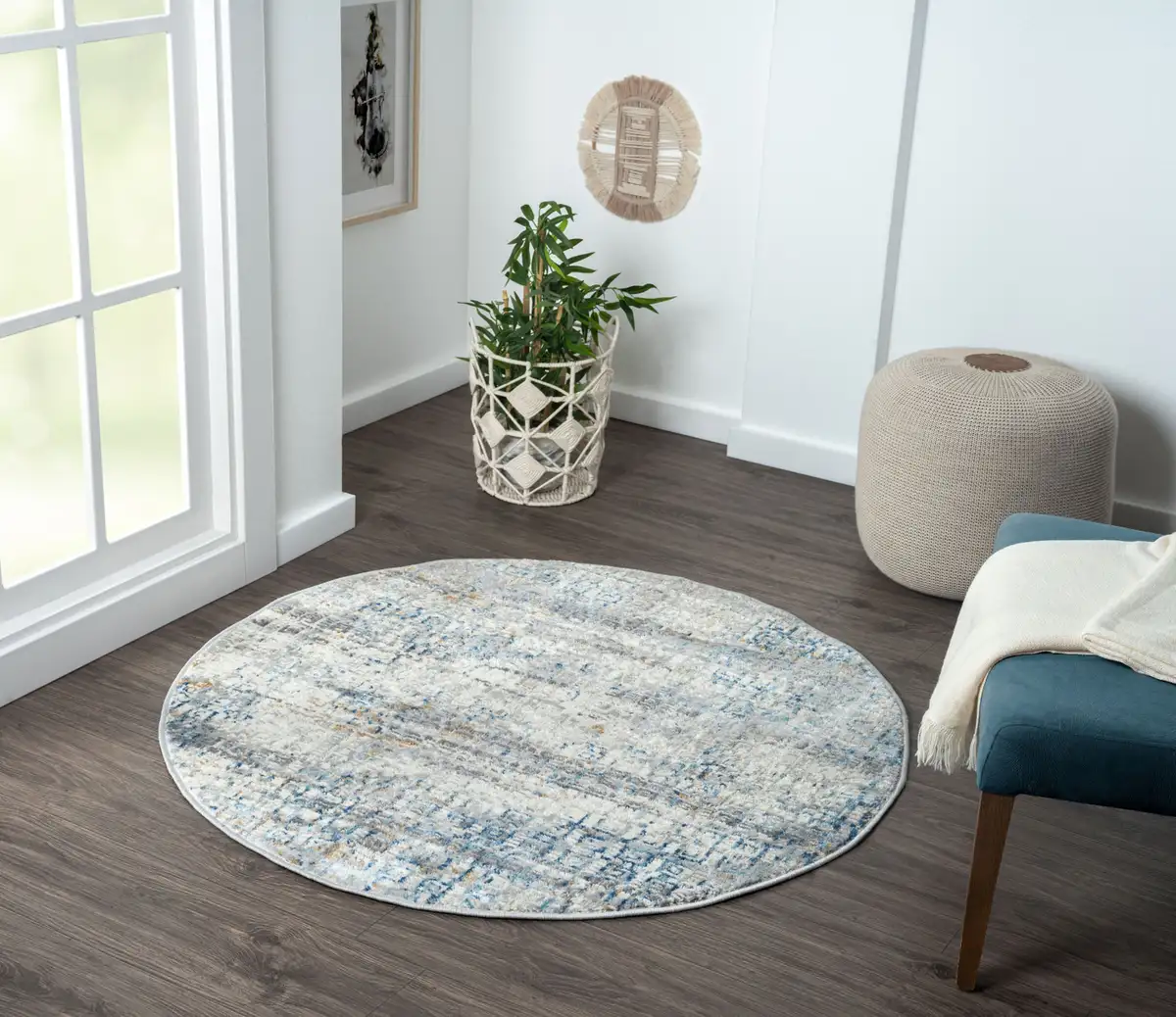 

Ковер Myflair Furniture & Accessories "My Look 2", круглый, с коротким ворсом, этнический дизайн, особенно мягкий благодаря микроволокну Myflair Möbel & Accessoires Ø 120 см, бежевый/светло-серый/синий