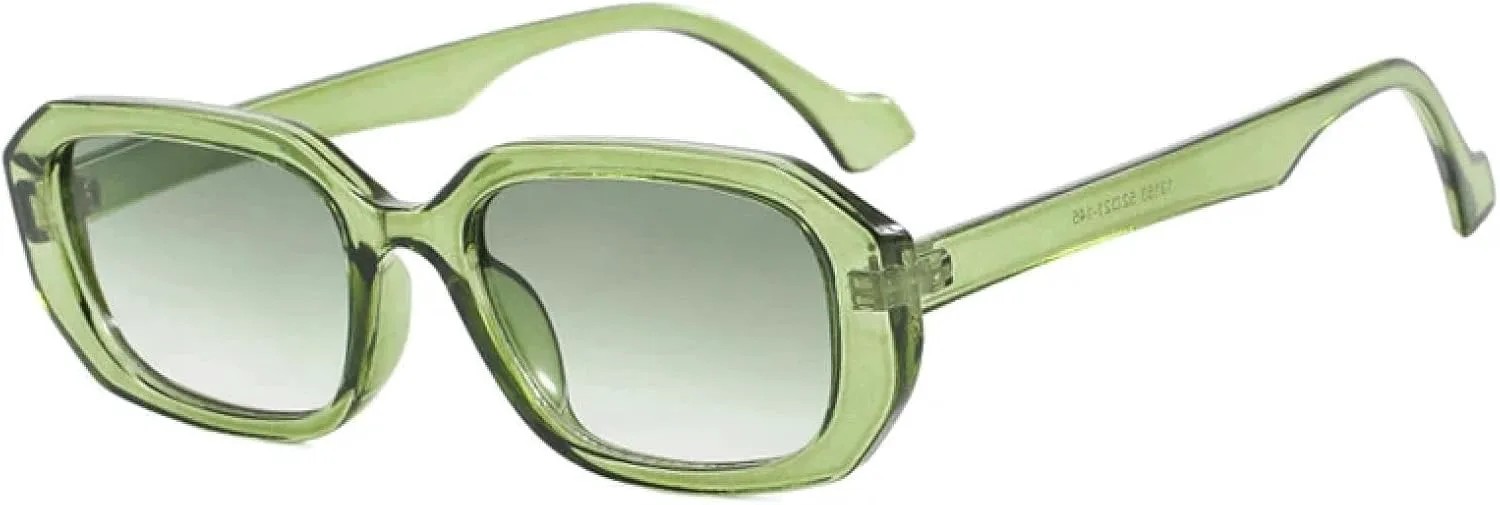 

Модные прямоугольные солнцезащитные очки для женщин в стиле ретро, ​​прозрачные с градиентом, защита от УФ-излучения UV400 TOIPASTN, Green Green Gradient