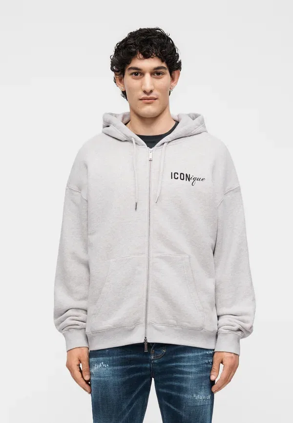 Толстовка с капюшоном Dsquared2 Iconique boyfriend fit, цвет серый меланж — фото 3