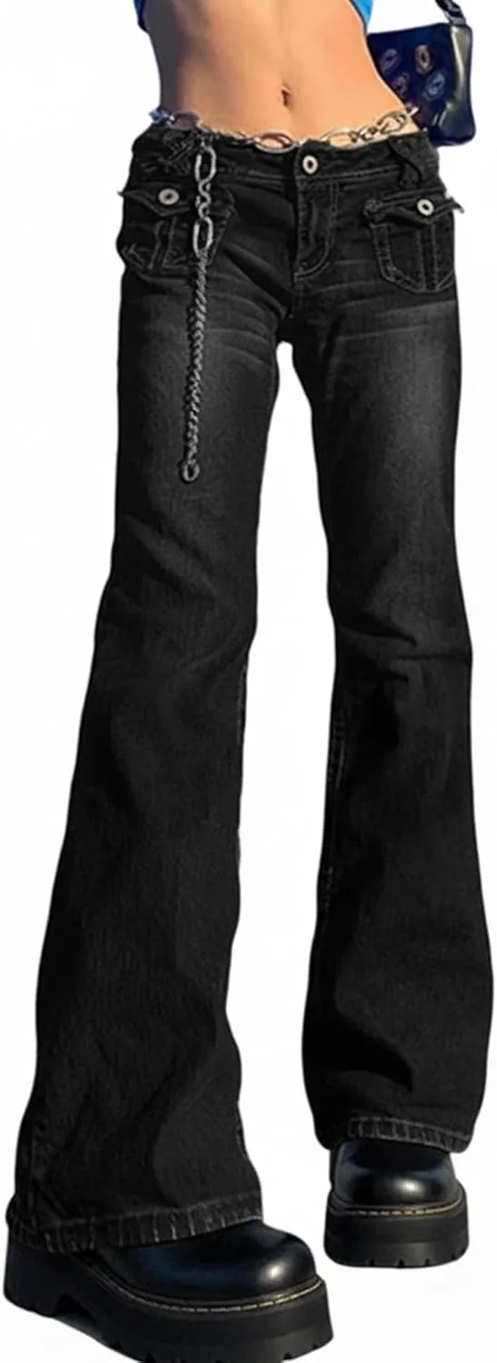 

Женские джинсы Bell Bottom с кружевной шнуровкой и бантом EMMIOL