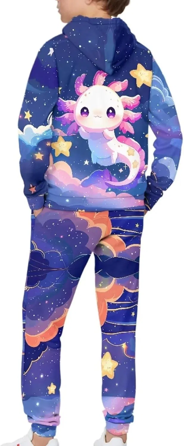 Детский спортивный костюм Galaxy Axolotl Printed, худи и штаны — фото 4
